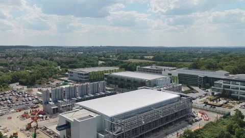 Modern Data Center infrastructure development featuring industrial cooling Stock Footage 347349235