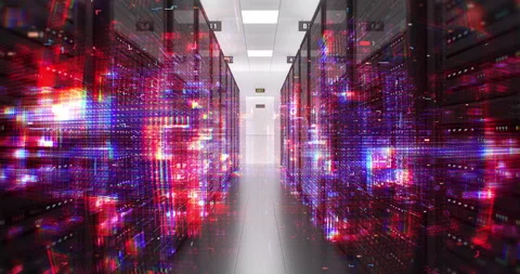 Modern data center interior with high speed network servers. Stock Footage 337176240
