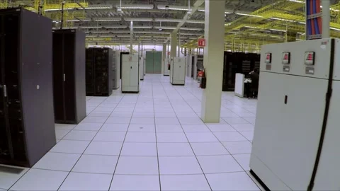 Modern Data Center Interior With Server Racks and Technology Equipment Stock Footage 335992007