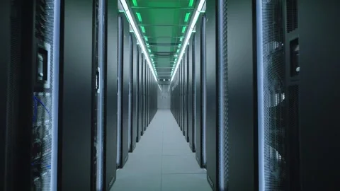 Modern Data Center Machine Room and Server Cabinet Control Center 4K 스톡 동영상 347071241