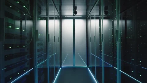 Modern Data Center With Rows of Server Racks Stock Footage 290153059