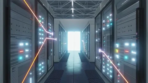 Modern Data Center With Rows of Server Racks Stock Footage 290153061