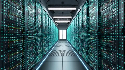 Modern Data Center With Rows of Server Racks Stock Footage 290153136