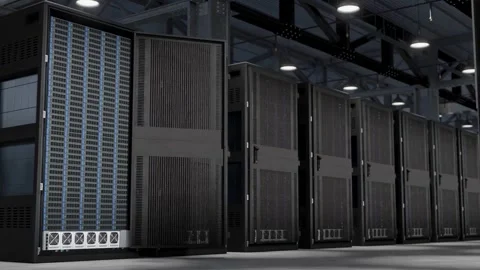 Modern Data Center With Rows of Server Racks Stock-Footage 290153191