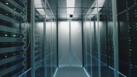Modern Data Center With Rows of Server Racks Stock Footage 290153216