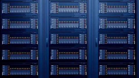 Modern Data Center With Rows of Server Racks Stock Footage 290153267