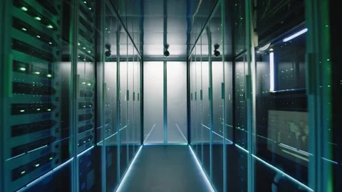 Modern Data Center With Rows of Server Racks Stock Footage 290153274
