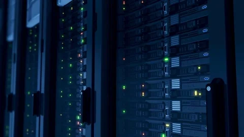 Modern Data Center With Rows of Server Racks Stock Footage 290153307