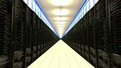 Modern Data Center With Rows of Server Racks Stock Footage 290153411