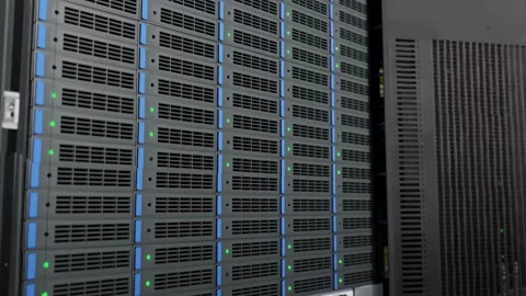 Modern Data Center With Rows of Server Racks Stock Footage 290153413