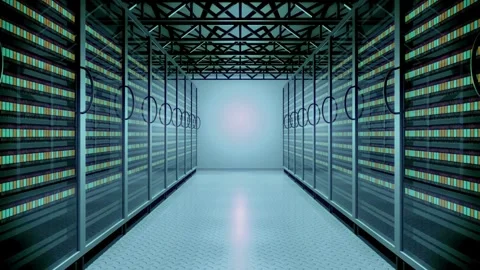 Modern Data Center With Rows of Server Racks Stock Footage 290153414