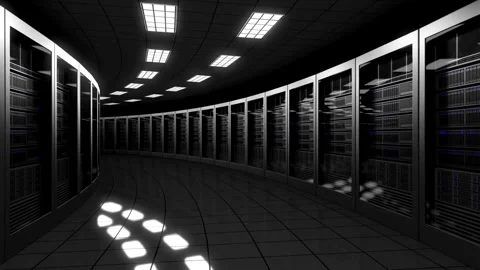 Modern Data Center With Rows of Server Racks Stock Footage 290153453