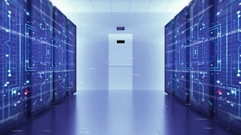 Modern Data Center With Rows of Server Racks Stock Footage 290153456