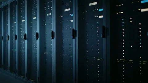 Modern Data Center With Rows of Server Racks Stock Footage 290153459