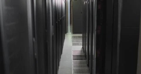Modern data center with rows of servers and advanced cooling systems Stock Illustration