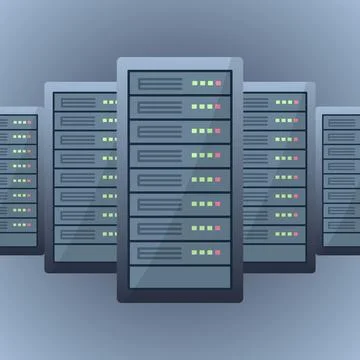 Modern data center server racks for cloud computing technology. Stock Illustration