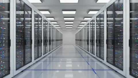 Modern Data Center Server Room, Seamless Loop Stock Footage 319075907