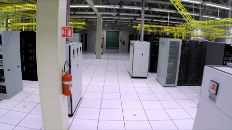Modern Data Center Server Room With Network Infrastructure and Equipment Stock Footage 337164982