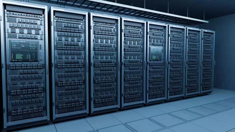 Modern Data Center Server Room For Cloud Computing Artificial Intelligence Big Stock Footage 347959814
