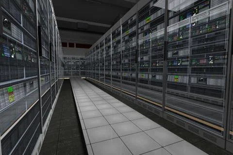 Modern Data Center Server Room Stock Illustration