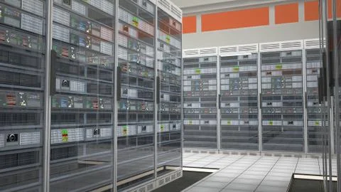 Modern Data Center Server Room Stock Illustration