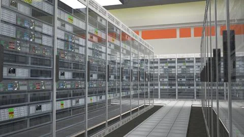 Modern Data Center Server Room Stock Illustration