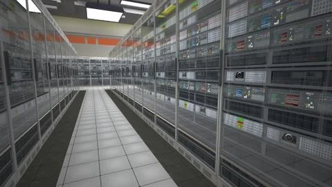 Modern Data Center Server Room Stock Illustration