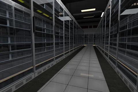 Modern Data Center Server Room Stock Illustration