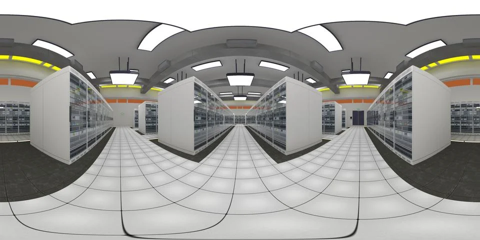 Modern Data Center Server Room VR360 Stock Illustration