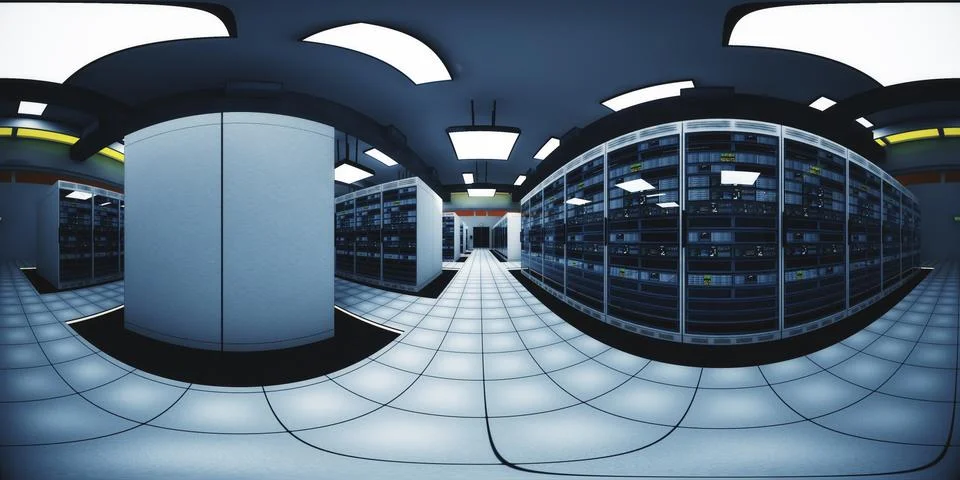 Modern Data Center Server Room VR360 Stock Illustration