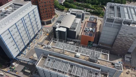 Modern Data Centre Complex Infrastructure Aerial View Daytime Stock Footage 339053946