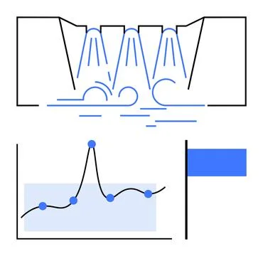 Modern Data Flow and Statistical Analysis in Vibrant Blue Tones Stock Illustration