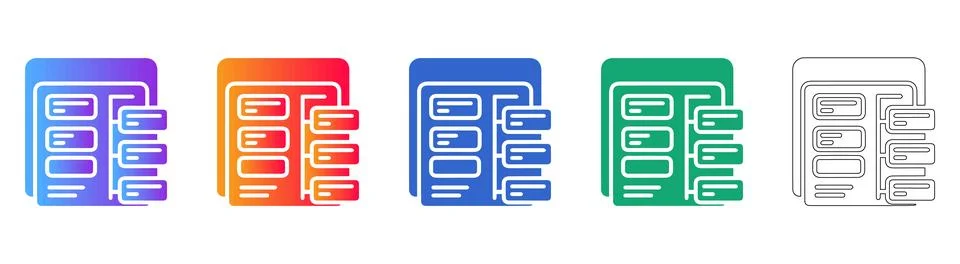 Modern Data Hierarchy Flowchart Icons Set Stock Illustration