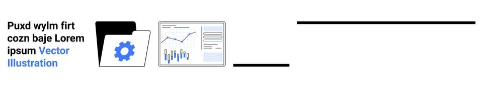 Modern Data Management Concept with Folder, Graph, and Gear Icon Stock Illustration