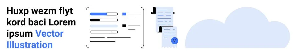Modern Data Management Concepts with UI Elements and Cloud Storage Stock Illustration