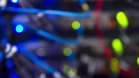 Modern Data Servers With Cables And Flashing LED Lights Tilt Up Vidéo 58847163