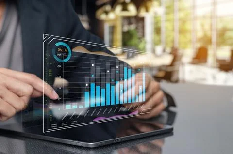 Modern Data Visualization with Digital Charts and Business Metrics Foto stock