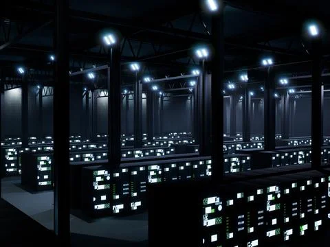 Modern database center with servers イラスト素材