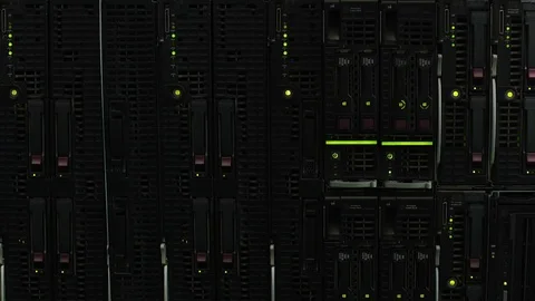 Modern database server storage with flashing lights, technological innovations Stock Footage 83364188