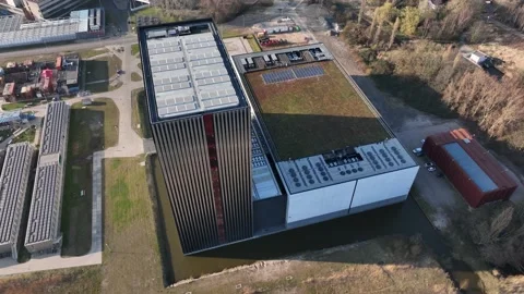 Modern datacenter building data internet technology business center structure Stock Footage 172433722