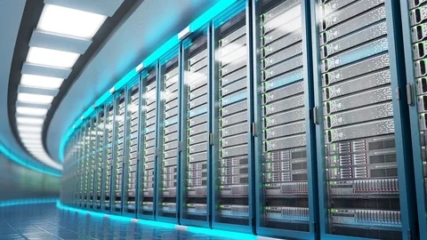 Modern datacenter. Cloud computing. 3d rendering Stock Footage 76295711
