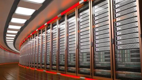 Modern datacenter. Cloud computing. 3d rendering Stock Illustration