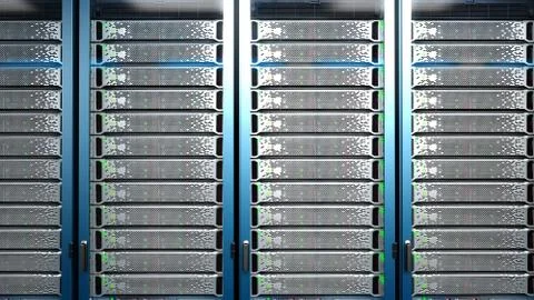 Modern datacenter. Cloud computing. 3d rendering Illustrazione stock