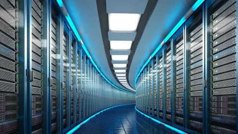 Modern datacenter. Cloud computing. 3d rendering 스톡 일러스트