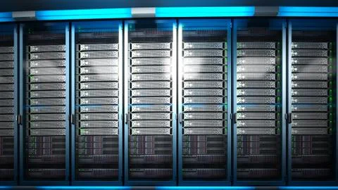 Modern datacenter. Cloud computing. 3d rendering Illustrazione stock