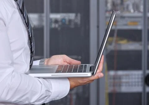 Modern datacenter server room Stock Photos