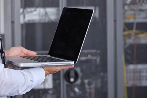 Modern datacenter server room Stock Photos