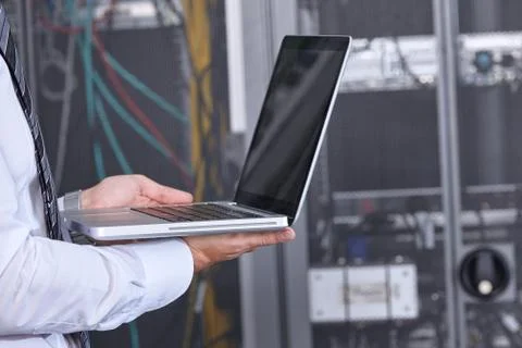 Modern datacenter server room Stock Photos