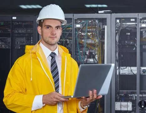 Modern datacenter server room Stock Photos