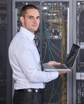 Modern datacenter server room Stock Photos